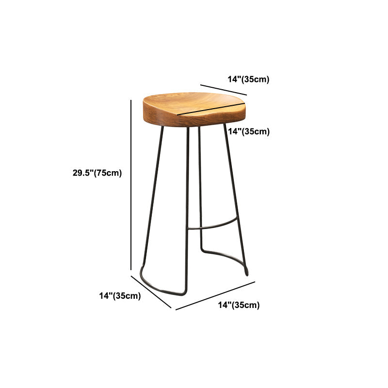 Taburete de bar de estilo industrial, taburete de bar de madera con patas de metal para el hogar