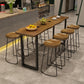 Ensemble de Table de bar rectangulaire de luxe en bois massif, 1/9 pièces, Table de comptoir avec tabourets sans dossier