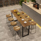 Ensemble de Table de bar rectangulaire de luxe en bois massif, 1/9 pièces, Table de comptoir avec tabourets sans dossier