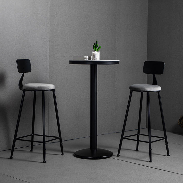 1/3 piezas de mesa de barra de hierro industrial Juego de bistro redondo con tapa de piedra gris