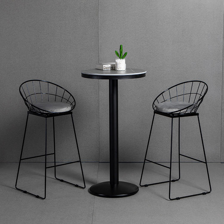 1/3 piezas de mesa de barra de hierro industrial Juego de bistro redondo con tapa de piedra gris