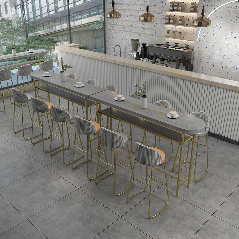 Living Room Oval Counter Height Set 1/2/4/7 Pieces Modern Wood Trestle Counter Set