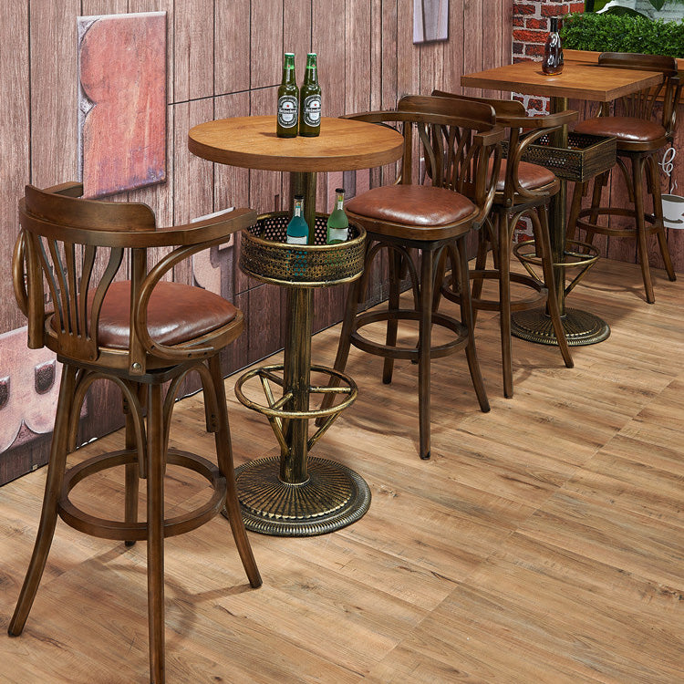 Industrial Solid Wood Bar Table Set 1/3/4/5 Pieces Counter Table with High Stools Clearhalo 'Bar Furniture' 'furn' 'furn_home_bar_bar_sets' 'Furniture' 'Home Bars & Bar Sets' 'home_bar_bar_sets' 'Kitchen & Dining Furniture' 5457922