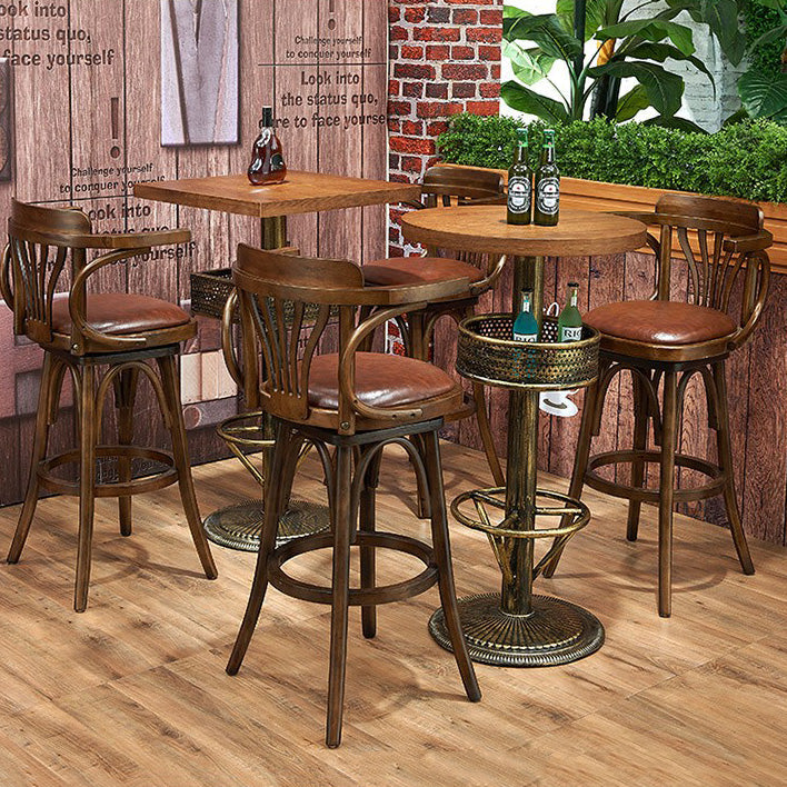 Industrial Solid Wood Bar Table Set 1/3/4/5 Pieces Counter Table with High Stools Clearhalo 'Bar Furniture' 'furn' 'furn_home_bar_bar_sets' 'Furniture' 'Home Bars & Bar Sets' 'home_bar_bar_sets' 'Kitchen & Dining Furniture' 5457929