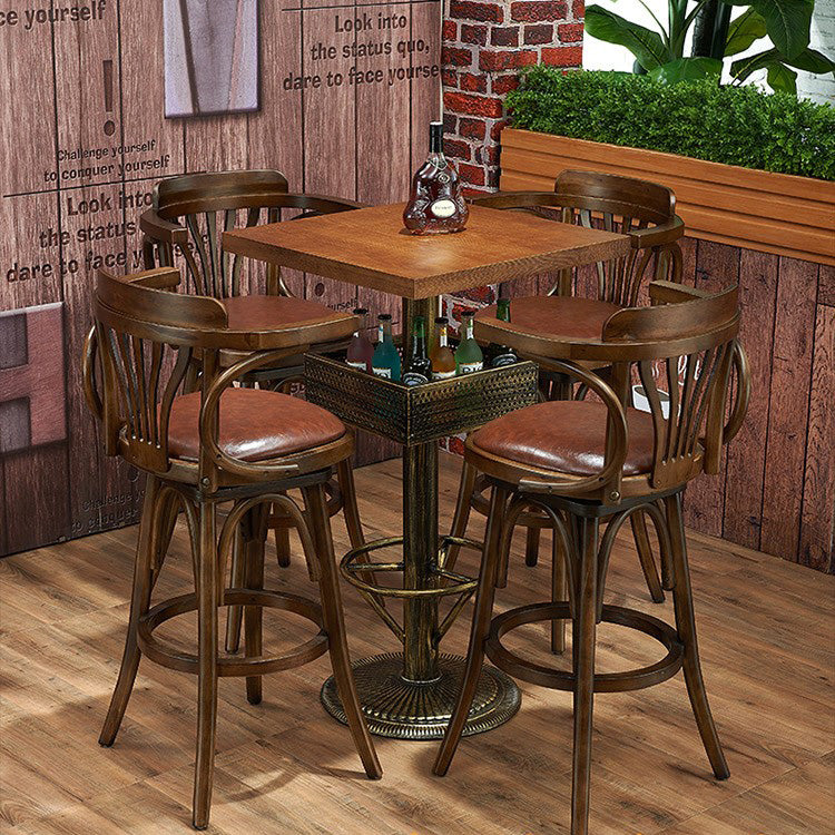 Industrial Solid Wood Bar Table Set 1/3/4/5 Pieces Counter Table with High Stools Clearhalo 'Bar Furniture' 'furn' 'furn_home_bar_bar_sets' 'Furniture' 'Home Bars & Bar Sets' 'home_bar_bar_sets' 'Kitchen & Dining Furniture' 5457932