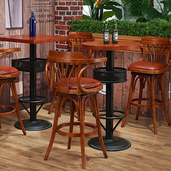 Industrial Solid Wood Bar Table Set 1/3/4/5 Pieces Counter Table with High Stools Clearhalo 'Bar Furniture' 'furn' 'furn_home_bar_bar_sets' 'Furniture' 'Home Bars & Bar Sets' 'home_bar_bar_sets' 'Kitchen & Dining Furniture' 5457933