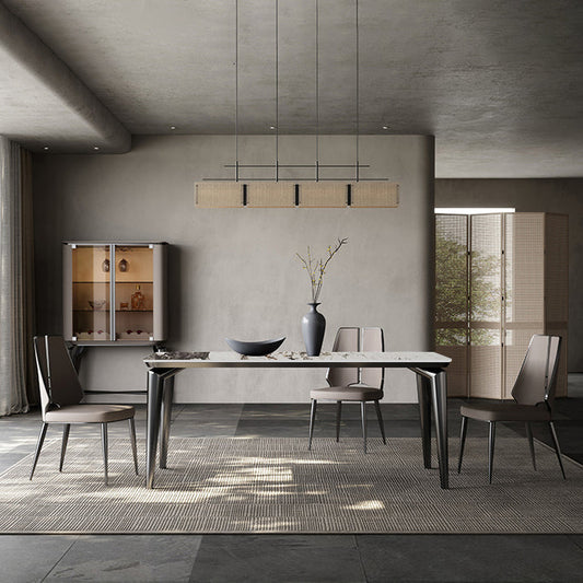 デザイナースタイルの焼結ストーントップダイニングセット長方形1/4/6ピースダイニングルームテーブルセット