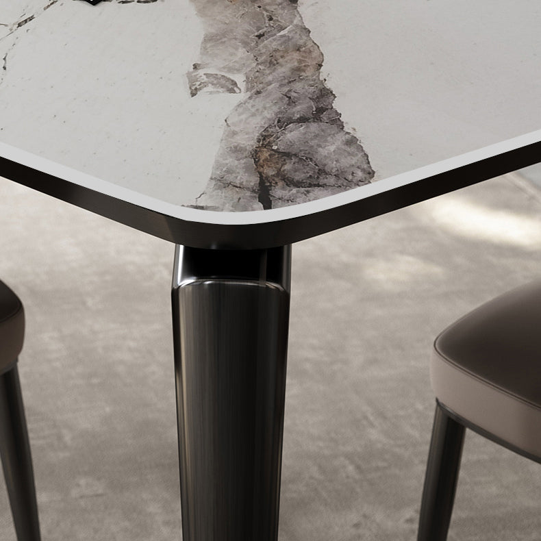 Juego de comedor con tapa de piedra sinterizada estilo diseñador, juego de mesa de comedor rectangular de 1/4/6 piezas
