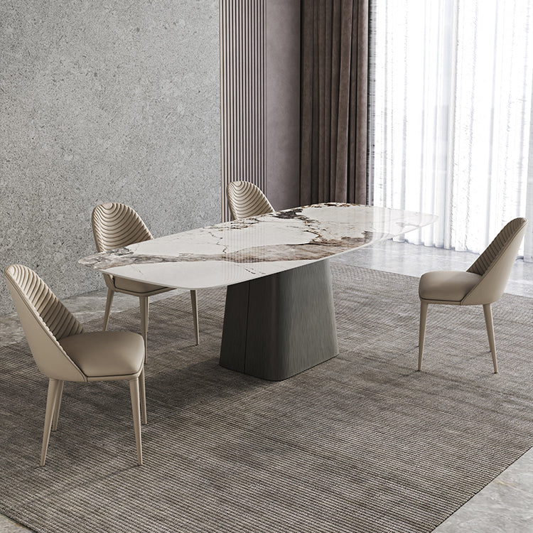 Modern Kitchen Stone Furniture 1/4/5/7 Pieces Rectangle Dining Room Table with Side Chairs Clearhalo 'Dining Room Sets' 'Dining Tables & Seating' 'dining_room_set' 'furn' 'furn_dining_room_set' 'Furniture' 'Kitchen & Dining Furniture' 5457973