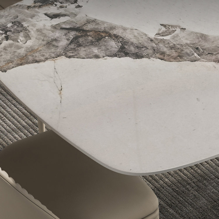 Modern Kitchen Stone Furniture 1/4/5/7 Pieces Rectangle Dining Room Table with Side Chairs Clearhalo 'Dining Room Sets' 'Dining Tables & Seating' 'dining_room_set' 'furn' 'furn_dining_room_set' 'Furniture' 'Kitchen & Dining Furniture' 5457975