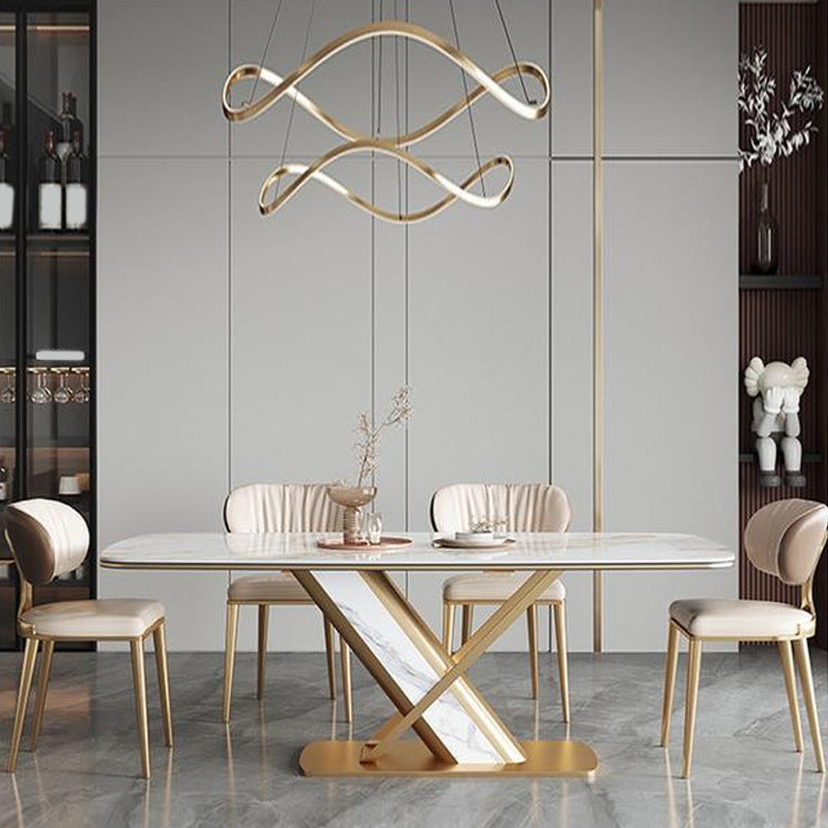 Luxurious Sintered Stone Top Dining Set Rectangle 1/2/5/7 Pieces Dining Room Table Set 5 Pieces: Table, 4 Chairs Clearhalo 'Dining Room Sets' 'Dining Tables & Seating' 'dining_room_set' 'furn' 'furn_dining_room_set' 'Furniture' 'Kitchen & Dining Furniture' 5458002