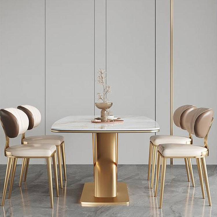 Luxurious Sintered Stone Top Dining Set Rectangle 1/2/5/7 Pieces Dining Room Table Set Clearhalo 'Dining Room Sets' 'Dining Tables & Seating' 'dining_room_set' 'furn' 'furn_dining_room_set' 'Furniture' 'Kitchen & Dining Furniture' 5458007