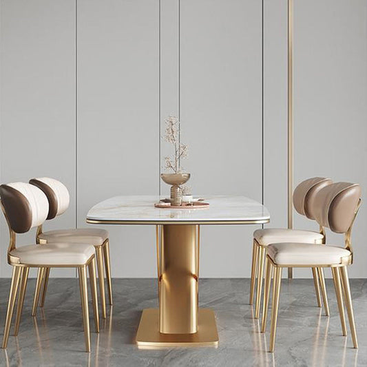 豪華な焼結石トップダイニングセット長方形1/2/5/7ピースダイニングルームテーブルセット