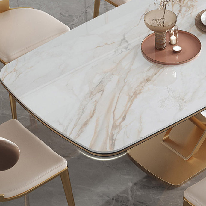 Luxurious Sintered Stone Top Dining Set Rectangle 1/2/5/7 Pieces Dining Room Table Set Clearhalo 'Dining Room Sets' 'Dining Tables & Seating' 'dining_room_set' 'furn' 'furn_dining_room_set' 'Furniture' 'Kitchen & Dining Furniture' 5458010