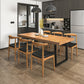 Industrial Dining Table Set 1/3/4/5/7 Pieces Solid Wood Top Table with Cow Horn Chairs 7 Pieces: Table, 6 Chairs Clearhalo 'Dining Room Sets' 'Dining Tables & Seating' 'dining_room_set' 'furn' 'furn_dining_room_set' 'Furniture' 'Kitchen & Dining Furniture' 5458021
