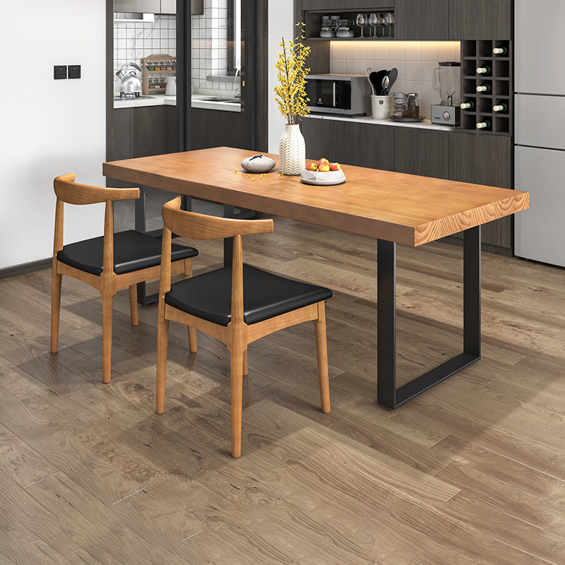 Industrial Dining Table Set 1/3/4/5/7 Pieces Solid Wood Top Table with Cow Horn Chairs 3 Pieces: Table, 2 Chairs Clearhalo 'Dining Room Sets' 'Dining Tables & Seating' 'dining_room_set' 'furn' 'furn_dining_room_set' 'Furniture' 'Kitchen & Dining Furniture' 5458022