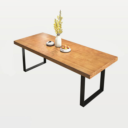 Industrial Dining Table Set 1/3/4/5/7 Pieces Solid Wood Top Table with Cow Horn Chairs Wood 78.7"L x 31.5"W Clearhalo 'Dining Room Sets' 'Dining Tables & Seating' 'dining_room_set' 'furn' 'furn_dining_room_set' 'Furniture' 'Kitchen & Dining Furniture' 5458027