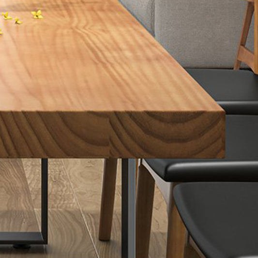 工業用ダイニングテーブルセット1/3/4/5/7ピース牛の椅子付きのソリッドウッドトップテーブル