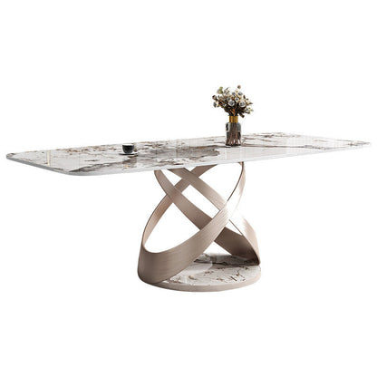 Set da pranzo lussuoso con piano in pietra sinterizzata Set tavolo da pranzo rettangolare 1/4/5/7 pezzi
