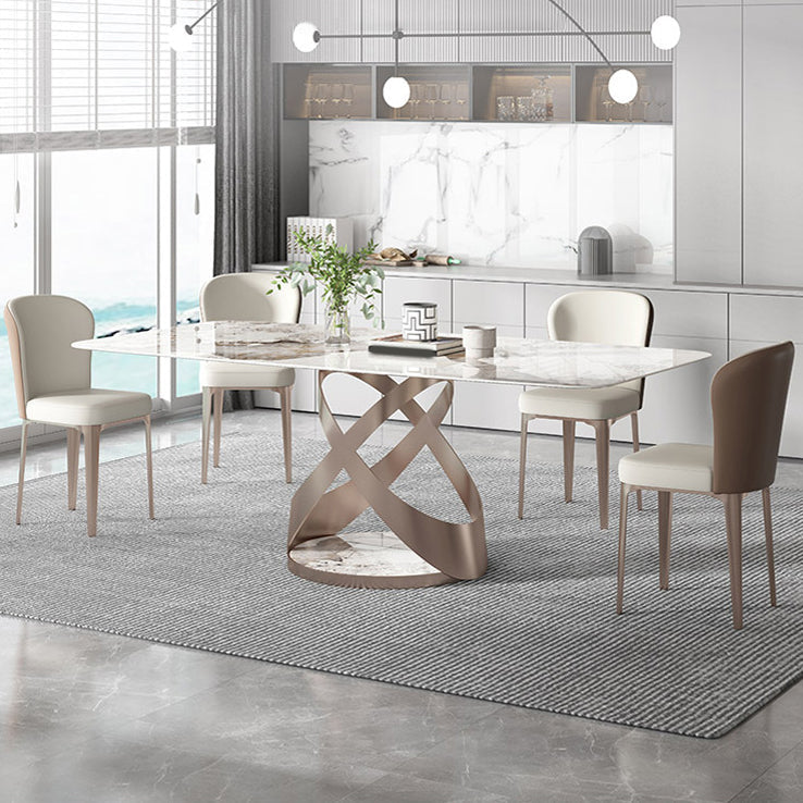Set da pranzo lussuoso con piano in pietra sinterizzata Set tavolo da pranzo rettangolare 1/4/5/7 pezzi