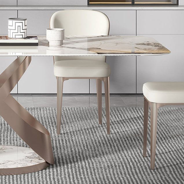 Set da pranzo lussuoso con piano in pietra sinterizzata Set tavolo da pranzo rettangolare 1/4/5/7 pezzi