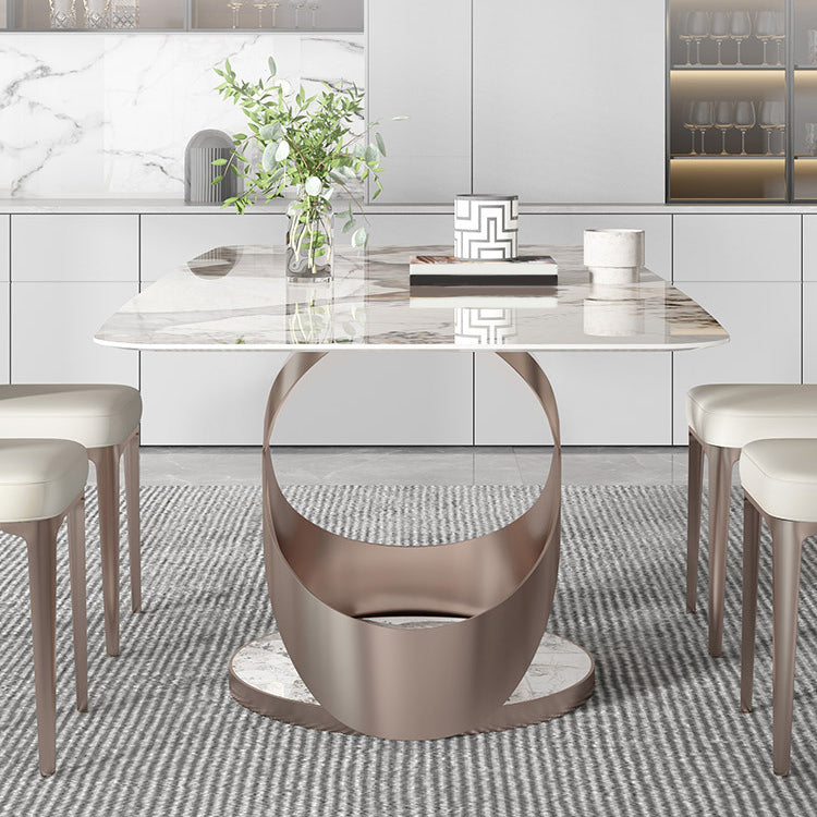 Set da pranzo lussuoso con piano in pietra sinterizzata Set tavolo da pranzo rettangolare 1/4/5/7 pezzi