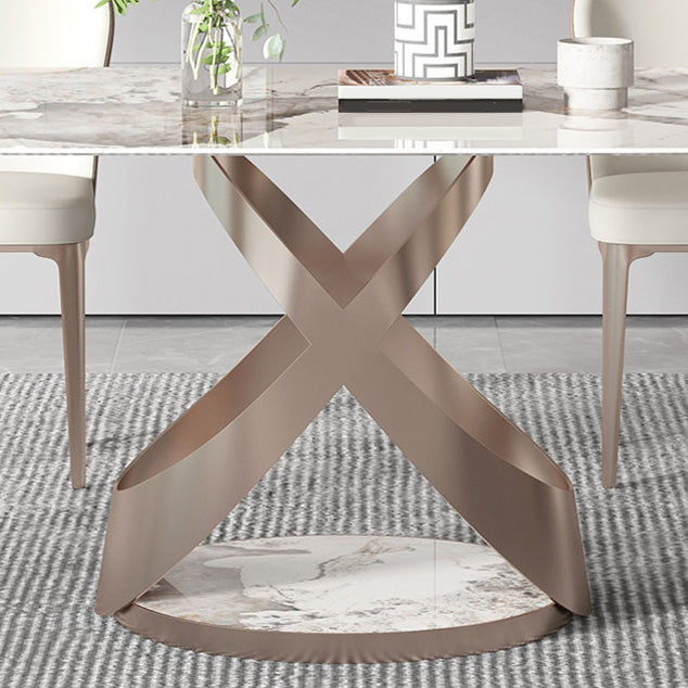 Set da pranzo lussuoso con piano in pietra sinterizzata Set tavolo da pranzo rettangolare 1/4/5/7 pezzi