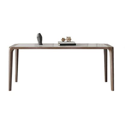 Modern Sintered Stone Top Dining Set Rectangle 1/4/5/7 Pieces Wooden Table Set White 70.9"L x 35.4"W Clearhalo 'Dining Room Sets' 'Dining Tables & Seating' 'dining_room_set' 'furn' 'furn_dining_room_set' 'Furniture' 'Kitchen & Dining Furniture' 5458073