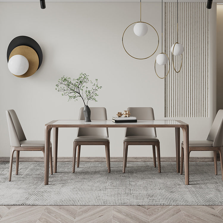 Modern Sintered Stone Top Dining Set Rectangle 1/4/5/7 Pieces Wooden Table Set Clearhalo 'Dining Room Sets' 'Dining Tables & Seating' 'dining_room_set' 'furn' 'furn_dining_room_set' 'Furniture' 'Kitchen & Dining Furniture' 5458076