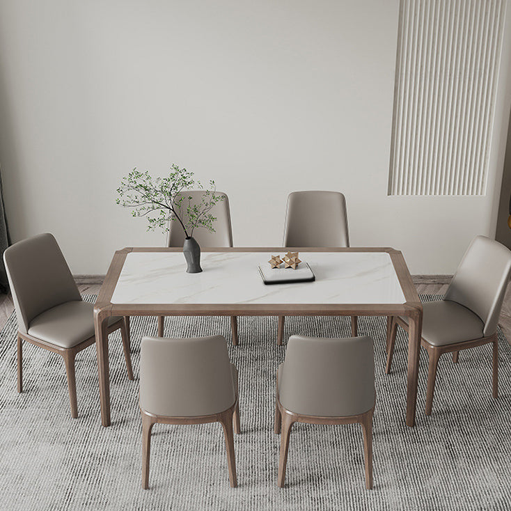 Modern Sintered Stone Top Dining Set Rectangle 1/4/5/7 Pieces Wooden Table Set Clearhalo 'Dining Room Sets' 'Dining Tables & Seating' 'dining_room_set' 'furn' 'furn_dining_room_set' 'Furniture' 'Kitchen & Dining Furniture' 5458077