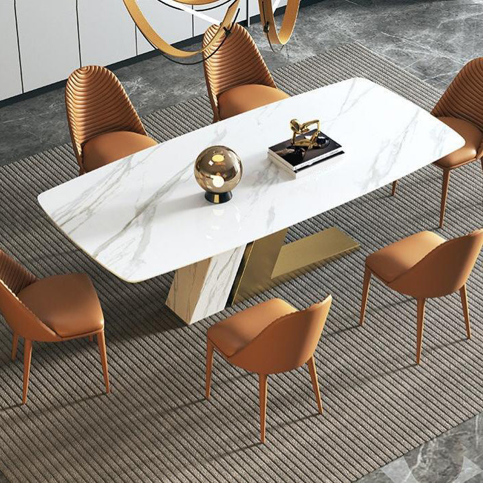 Modern Sintered Stone Top Dining Set Rectangle 1/4/5/7 Pieces Dinette Table Set 7 Pieces: Table, 6 Chairs Clearhalo 'Dining Room Sets' 'Dining Tables & Seating' 'dining_room_set' 'furn' 'furn_dining_room_set' 'Furniture' 'Kitchen & Dining Furniture' 5458089