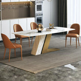 Modern Sintered Stone Top Dining Set Rectangle 1/4/5/7 Pieces Dinette Table Set