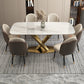 Modern Kitchen Stone Furniture Set 1/4/5/7 Pieces with Upholstered Side Chairs 7 Pieces: Table, 6 Chairs Clearhalo 'Dining Room Sets' 'Dining Tables & Seating' 'dining_room_set' 'furn' 'furn_dining_room_set' 'Furniture' 'Kitchen & Dining Furniture' 5458101