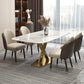 Modern Kitchen Stone Furniture Set 1/4/5/7 Pieces with Upholstered Side Chairs 5 Pieces: Table, 4 Chairs Clearhalo 'Dining Room Sets' 'Dining Tables & Seating' 'dining_room_set' 'furn' 'furn_dining_room_set' 'Furniture' 'Kitchen & Dining Furniture' 5458104