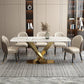 Modern Kitchen Stone Furniture Set 1/4/5/7 Pieces with Upholstered Side Chairs Clearhalo 'Dining Room Sets' 'Dining Tables & Seating' 'dining_room_set' 'furn' 'furn_dining_room_set' 'Furniture' 'Kitchen & Dining Furniture' 5458105