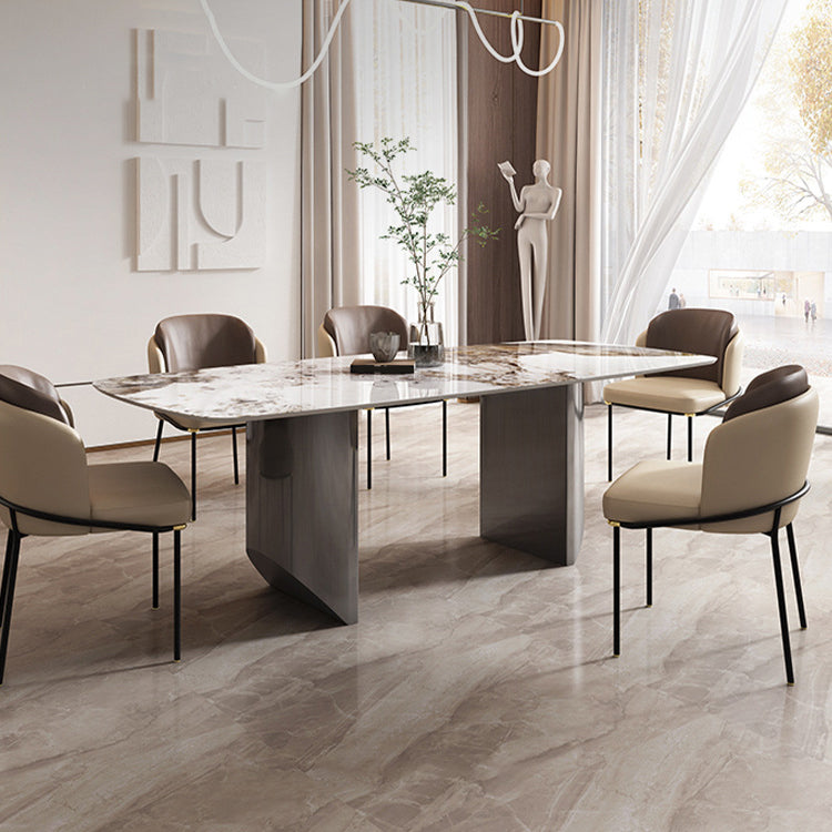 Modern Sintered Stone Top Dining Set Rectangle 1/2/5/6/7 Pieces Dining Room Table Set Clearhalo 'Dining Room Sets' 'Dining Tables & Seating' 'dining_room_set' 'furn' 'furn_dining_room_set' 'Furniture' 'Kitchen & Dining Furniture' 5458128