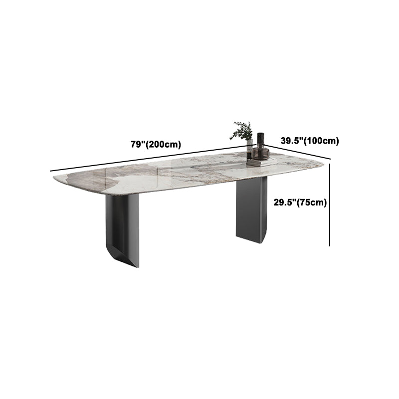 Modern Sintered Stone Top Dining Set Rectangle 1/2/5/6/7 Pieces Dining Room Table Set Clearhalo 'Dining Room Sets' 'Dining Tables & Seating' 'dining_room_set' 'furn' 'furn_dining_room_set' 'Furniture' 'Kitchen & Dining Furniture' 5458133