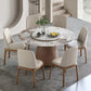 Juego de mesa de comedor redonda, mesa de comedor y sillas con pedestal de madera maciza de 1/4/5/7 piezas