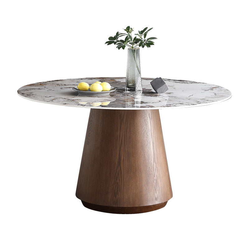 Juego de mesa de comedor redonda, mesa de comedor y sillas con pedestal de madera maciza de 1/4/5/7 piezas