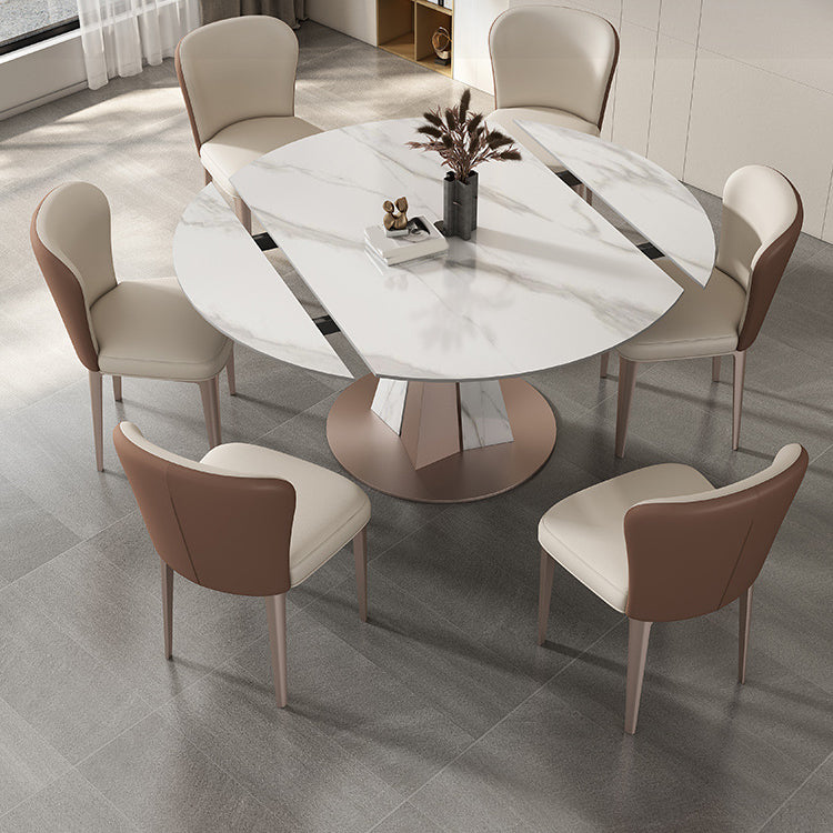 Modern Sintered Stone Dining Table Set 1/2/5/7/9 Pieces Dining Set for Home Use 7 Pieces: Table, 6 Chairs Clearhalo 'Dining Room Sets' 'Dining Tables & Seating' 'dining_room_set' 'furn' 'furn_dining_room_set' 'Furniture' 'Kitchen & Dining Furniture' 5458153