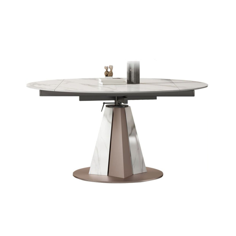 Modern Sintered Stone Dining Table Set 1/2/5/7/9 Pieces Dining Set for Home Use White 59"L x 59"W Clearhalo 'Dining Room Sets' 'Dining Tables & Seating' 'dining_room_set' 'furn' 'furn_dining_room_set' 'Furniture' 'Kitchen & Dining Furniture' 5458154
