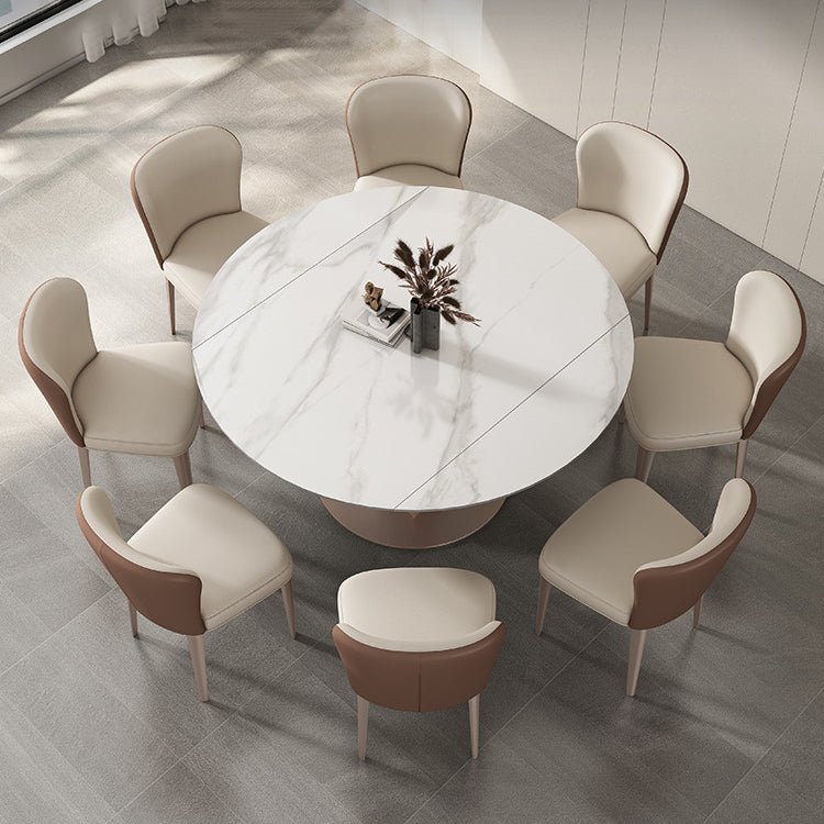 Modern Sintered Stone Dining Table Set 1/2/5/7/9 Pieces Dining Set for Home Use 9 Pieces: Table, 8 Chairs Clearhalo 'Dining Room Sets' 'Dining Tables & Seating' 'dining_room_set' 'furn' 'furn_dining_room_set' 'Furniture' 'Kitchen & Dining Furniture' 5458156