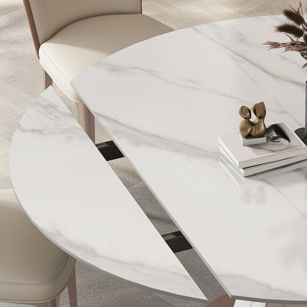 Modern Sintered Stone Dining Table Set 1/2/5/7/9 Pieces Dining Set for Home Use Clearhalo 'Dining Room Sets' 'Dining Tables & Seating' 'dining_room_set' 'furn' 'furn_dining_room_set' 'Furniture' 'Kitchen & Dining Furniture' 5458160