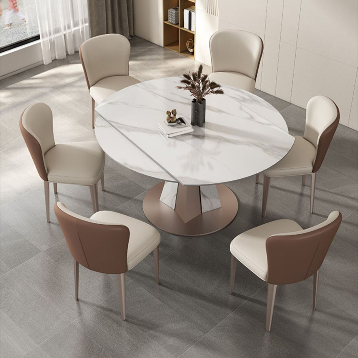 Modern Sintered Stone Dining Table Set 1/2/5/7/9 Pieces Dining Set for Home Use Clearhalo 'Dining Room Sets' 'Dining Tables & Seating' 'dining_room_set' 'furn' 'furn_dining_room_set' 'Furniture' 'Kitchen & Dining Furniture' 5458165