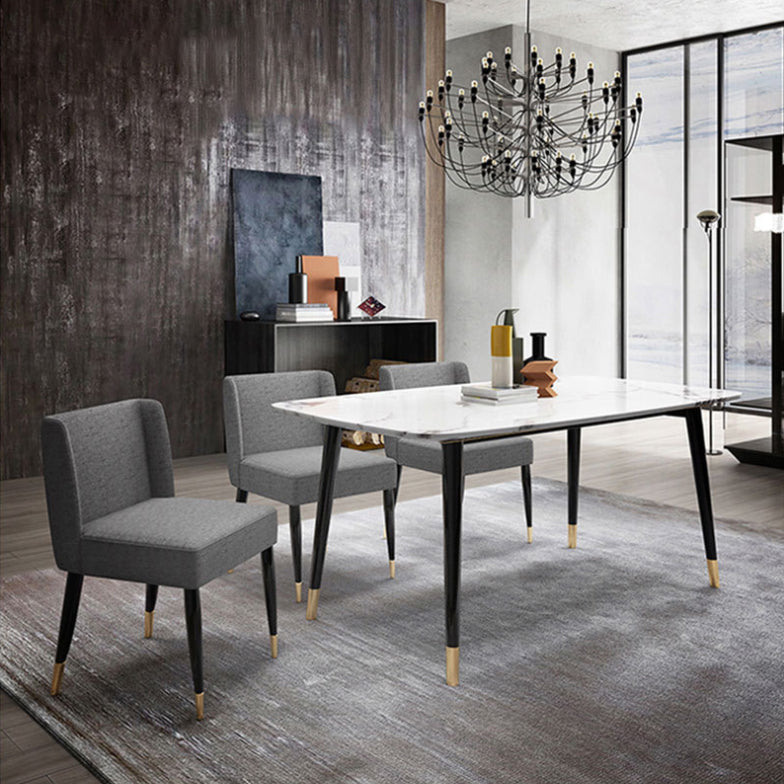 Glam Style Sintered Stone Dining Set Rectangle 1/2/4/6/7 Pieces Dining Set 4 Pieces: Table, 3 Chairs Clearhalo 'Dining Room Sets' 'Dining Tables & Seating' 'dining_room_set' 'furn' 'furn_dining_room_set' 'Furniture' 'Kitchen & Dining Furniture' 5458188
