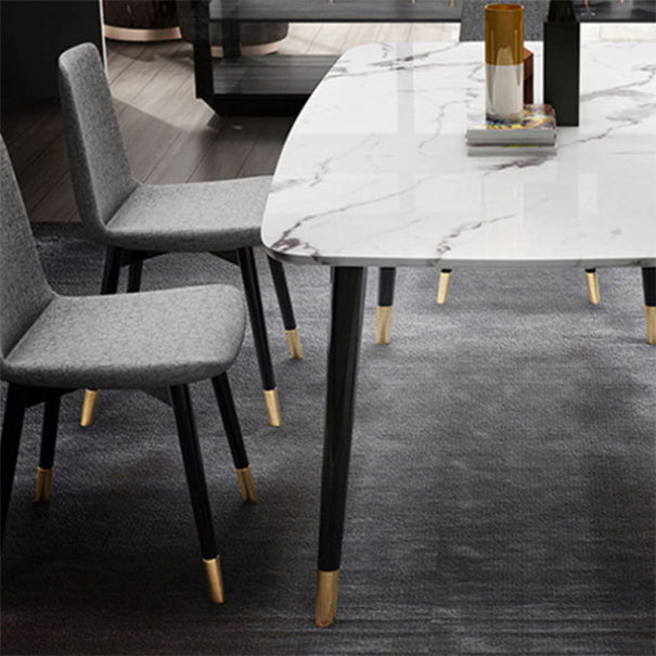 Glam Style Sintered Stone Dining Set Rectangle 1/2/4/6/7 Pieces Dining Set Clearhalo 'Dining Room Sets' 'Dining Tables & Seating' 'dining_room_set' 'furn' 'furn_dining_room_set' 'Furniture' 'Kitchen & Dining Furniture' 5458195