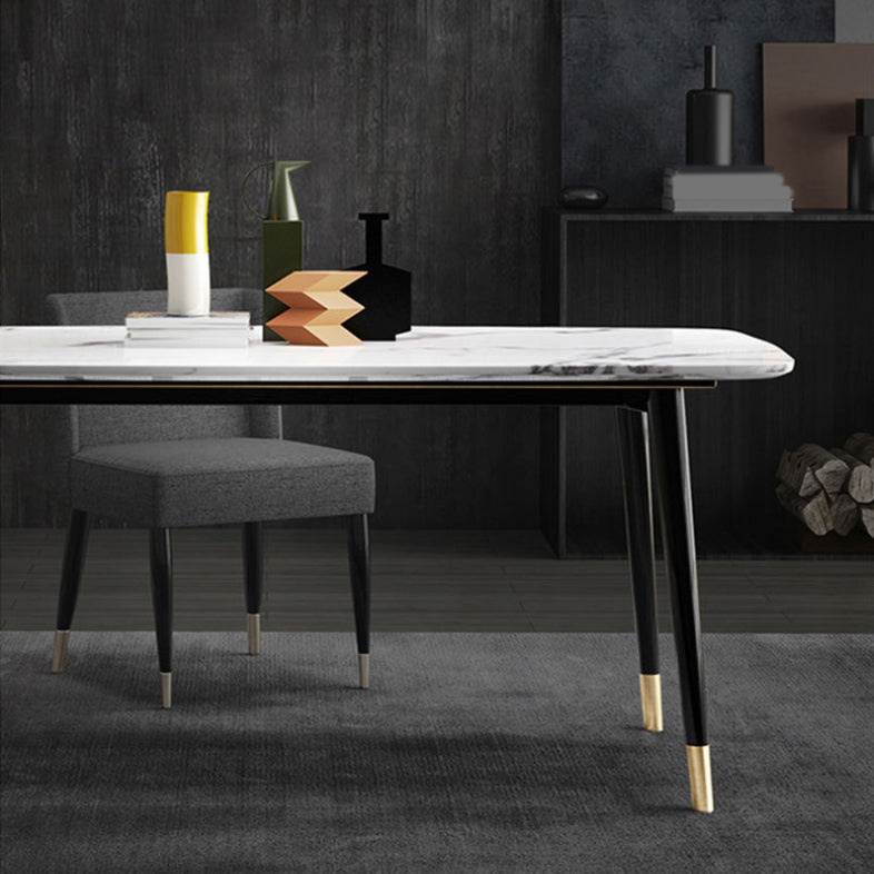 Glam Style Sintered Stone Dining Set Rectangle 1/2/4/6/7 Pieces Dining Set Clearhalo 'Dining Room Sets' 'Dining Tables & Seating' 'dining_room_set' 'furn' 'furn_dining_room_set' 'Furniture' 'Kitchen & Dining Furniture' 5458197