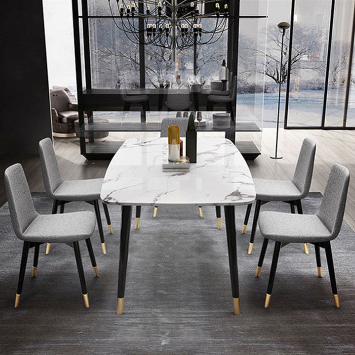 Glam Style Sintered Stone Dining Set Rectangle 1/2/4/6/7 Pieces Dining Set Clearhalo 'Dining Room Sets' 'Dining Tables & Seating' 'dining_room_set' 'furn' 'furn_dining_room_set' 'Furniture' 'Kitchen & Dining Furniture' 5458199