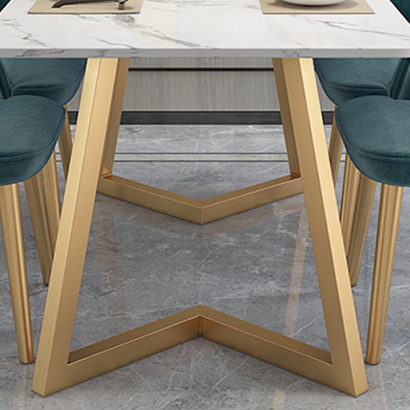 Stone Top Dining Table Traditional Luxury Table with Sled Base Clearhalo 'Dining Tables & Seating' 'Dining Tables' 'dining_table' 'furn' 'furn_dining_table' 'Furniture' 'Kitchen & Dining Furniture' 5458239