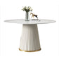 Sintered Stone Top Dining Table in White Luxury Kitchen Table with Pedestal Base